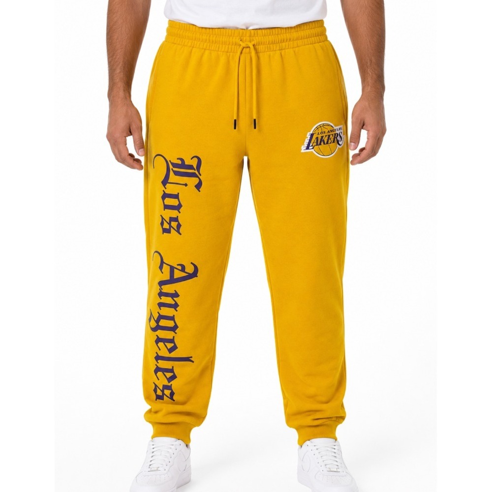 NBA  Los Angeles Lakers Sweatpants Men XL Yellow Fleece Joggers Logo Athletic